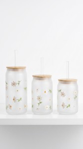 VASO VIDRIO TAPA BAMBU CON SORBETE X 3