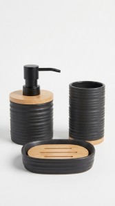 SET DE BAÑO CERAMICA Y BAMBU 3 PCS.