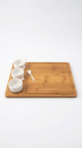 BANDEJA BAMBU C/BOWL & CUCHARITAS 40