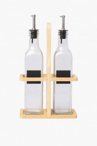 ACEITERO/VINAGRERO VIDRIO BASE BAMBU