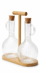 ACEITERO/VINAGRERO VIDRIO BASE BAMBU 300ML