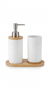 SET PARA BAÑO CERAMICA Y BAMBU 3 PCS.