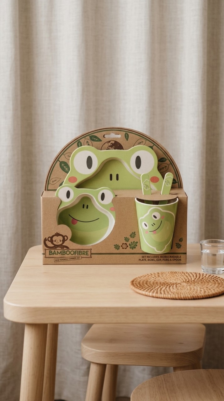 VAJILLA INFANTIL FIBRAS NATURALES BAMBOO X 4