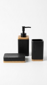 SET P/BAÑO 3PCS. CERAMICA Y BAMBU