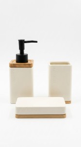 SET DE BAÑO CERAMICA Y BAMBU 3 PCS.