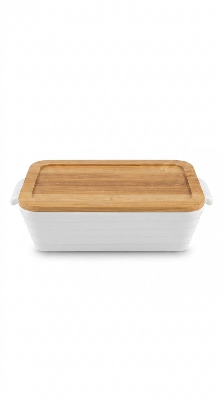 FUENTE CERAMICA TAPA BAMBU