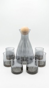 VASOS Y BOTELLA VIDRIO X 7