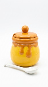 MIELERA CERAMICA CON TAPA Y CUCHARA