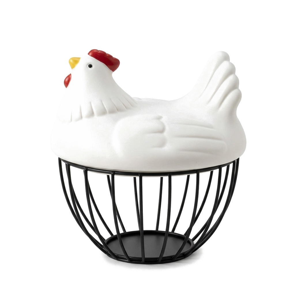 HUEVERA PLASTICO GALLINA BASE HIERRO
