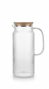 JARRA VIDRIO LABRADO TAPA BAMBU 1700 ml.