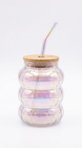 VASO VIDRIO TAPA BAMBU 500 ml.