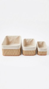 CANASTO BAMBU Y LIENZO X 3 PCS.