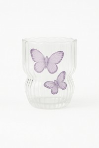 VASO VIDRIO C/APLIQUE. MARIPOSA 290ML