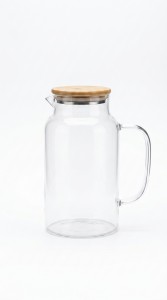 JARRA VIDRIO TAPA BAMBU 1400 ml.