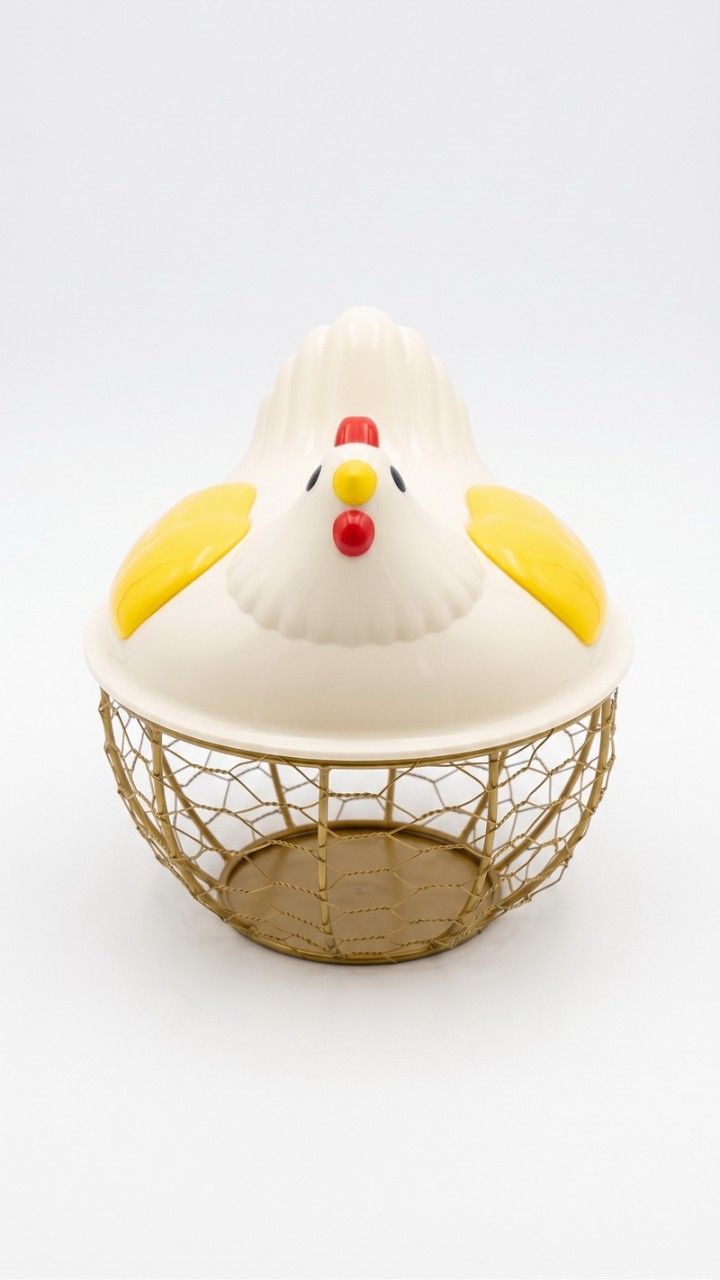HUEVERA PLASTICO GALLINA BASE HIERRO