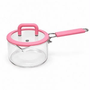 OLLA VIDRIO TAPA SILICONA ROSA 1800 ml.