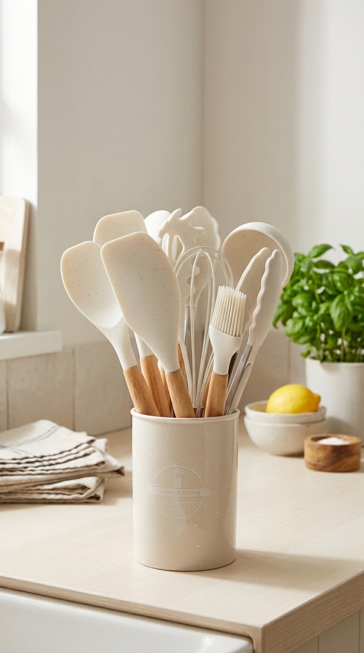 UTENSILIOS SILICONA Y BAMBU X 12