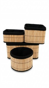 CANASTO BAMBU/LIENZO X 4