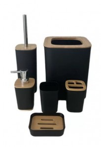 SET BAÑO PLASTICO Y BAMBU X 6