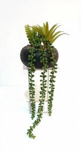 PLANTA COLGANTE MACETA CERAMICA NEGRA 45 cm.