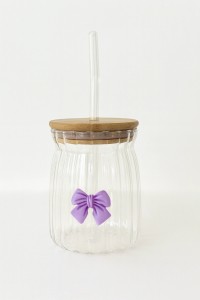 VASO VIDRIO T/BAMBU Y SORBETE 400ML MOÑO