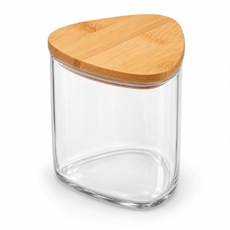 FRASCO VIDRIO TAPA BAMBU 800 ml.