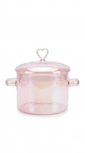 OLLA VIDRIO TORNASOLADO CON TAPA 1600 ml.