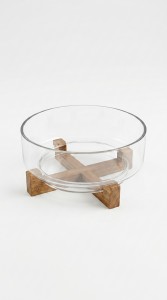 BOWL DE VIDRIO BASE DE ACACIA