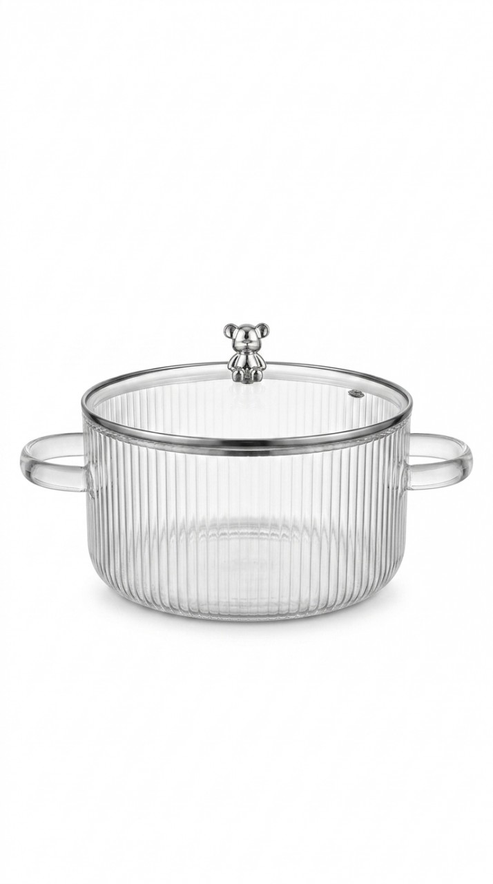 OLLA VIDRIO CON TAPA 2500 ml.