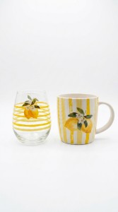 TAZA CERAMICA VASO VIDRIO LIMON
