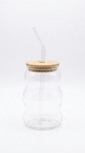 VASO VIDRIO T/BAMBU Y SORBETE 500ML.