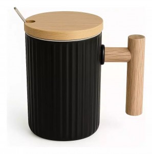 TAZA CERAMICA CON TAPA Y CUCHARA