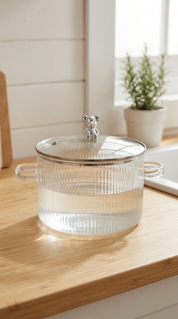 OLLA VIDRIO CON TAPA 1800 ml.