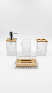 SET DE BAÑO ACRILICO Y BAMBU 4 PCS.