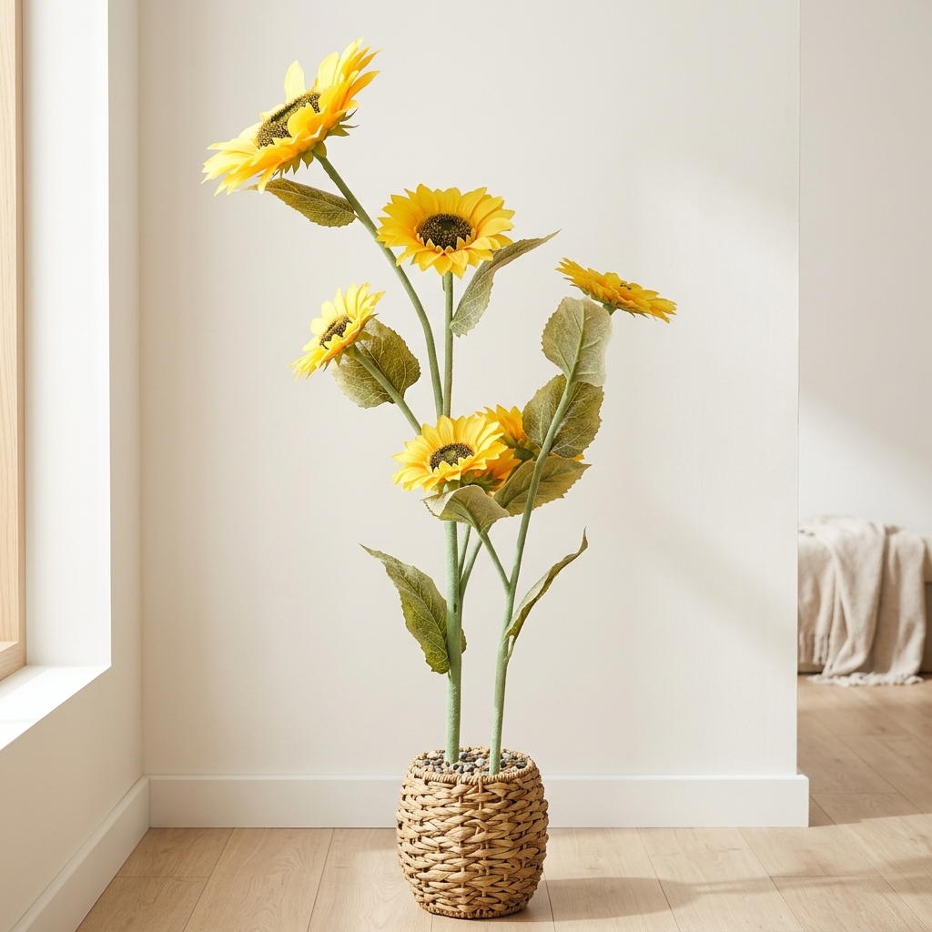 PLANTA MACETA FIBRA GIRASOL 1.15 mts.