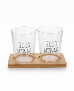 SET VASO VIDRIO BASE BAMBOO GOOD...