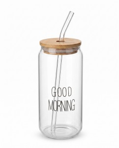 VASO VIDRIO T/BAMBU Y SORBETE 550ML GOOD...