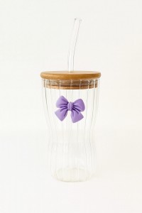 VASO VIDRIO T/BAMBU Y SORBETE 380ML MOÑO