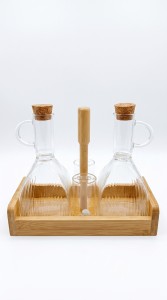 ACEITERO/VINAGRERO VIDRIO BASE BAMBU 350ML