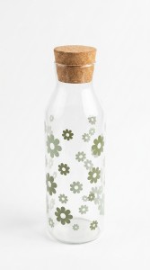BOTELLA VIDRIO FLORES TAPA CORCHO 1500 ml.