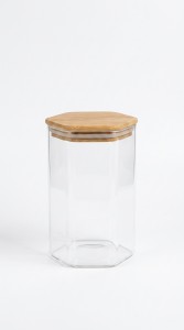 FRASCO VIDRIO TAPA BAMBU 1000ML
