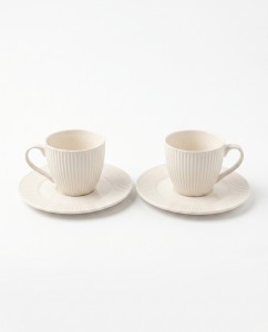 TAZA Y PLATO CERAMICA BLANCA X 4 PCS.