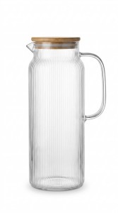 JARRA VIDRIO LABRADO TAPA BAMBU 1900 ml.