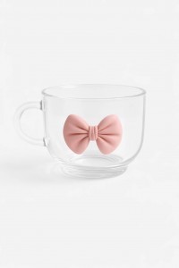TAZA VIDRIO C/APLIQUE MOÑO 300ML