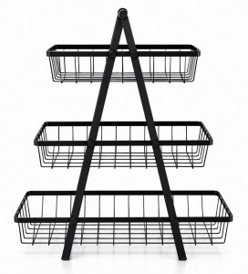 FRUTERA HIERRO RECTANGULAR 3 PISOS NEGRO