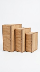 CANASTO BAMBU/LIENZO X 3 PCS.