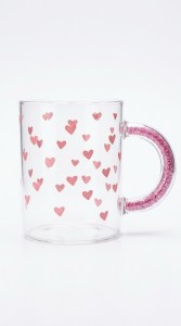 TAZA DE VIDRIO CORAZON PINK 400ML.