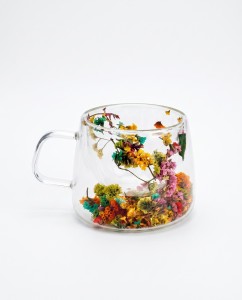 TAZA DOBLE VIDRIO CON FLORES