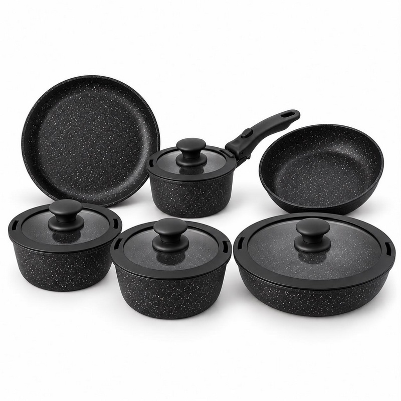 OLLA ALUMINIO 6 PCS. NEGRO