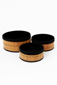 CANASTO BAMBU/LIENZO X 3 PCS.